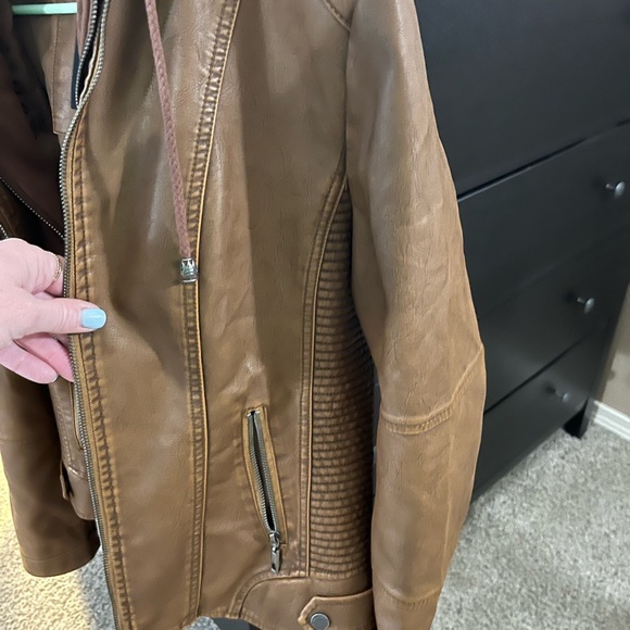 Brown Faux Leather Jacket - Picture 5 of 10